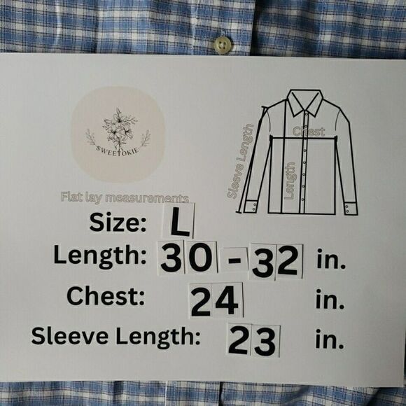 Chaps Mens Shirt Size L 16.5 Long Sleeve Button Up Blue Plaid Regular Fit Oxford - Picture 12 of 12